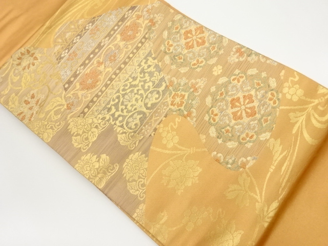 華文に横段・花唐草模様織出し名古屋帯